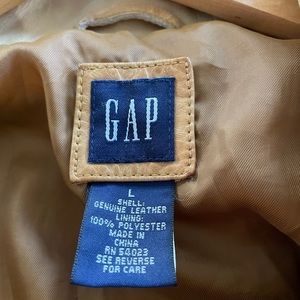 Tan /goldish 100% leather Gap waist length jacket